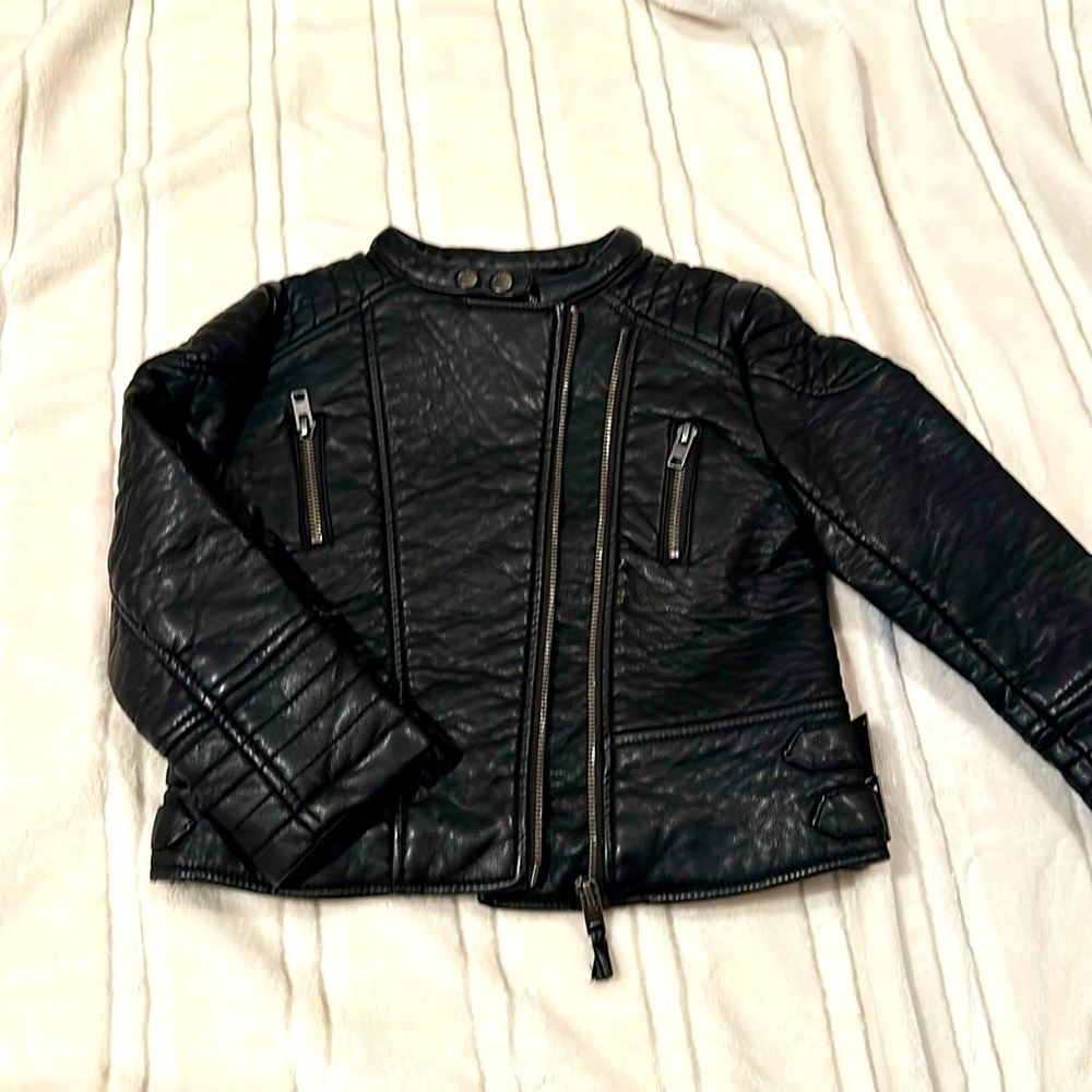 Zara Girls Outerwear Collection biker jacket faux leather size 4-5 (110cm)